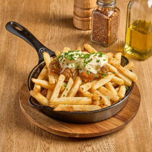 Papas horneadas con albóndigas